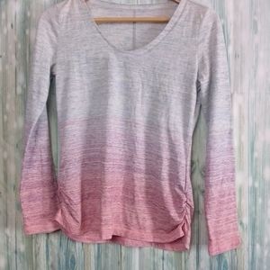 T by Talbot's ombre space dye long sleeve boat neck ruched sides XS